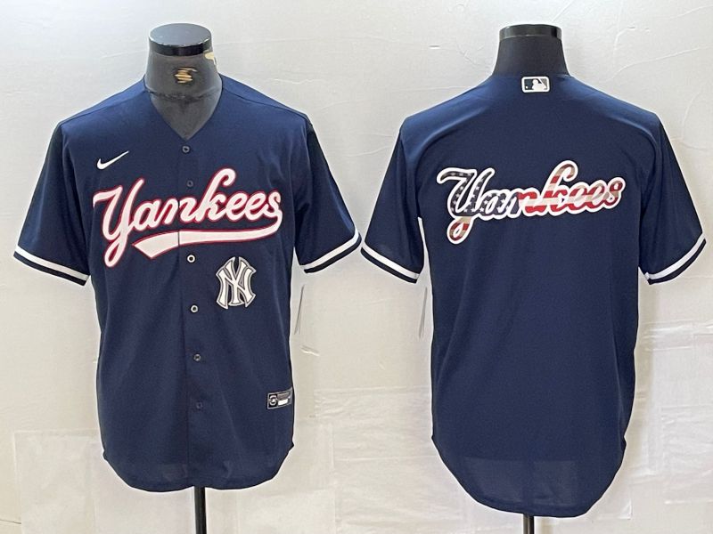 Men New York Yankees Blank Dark blue Second generation joint name Nike 2024 MLB Jersey style 21